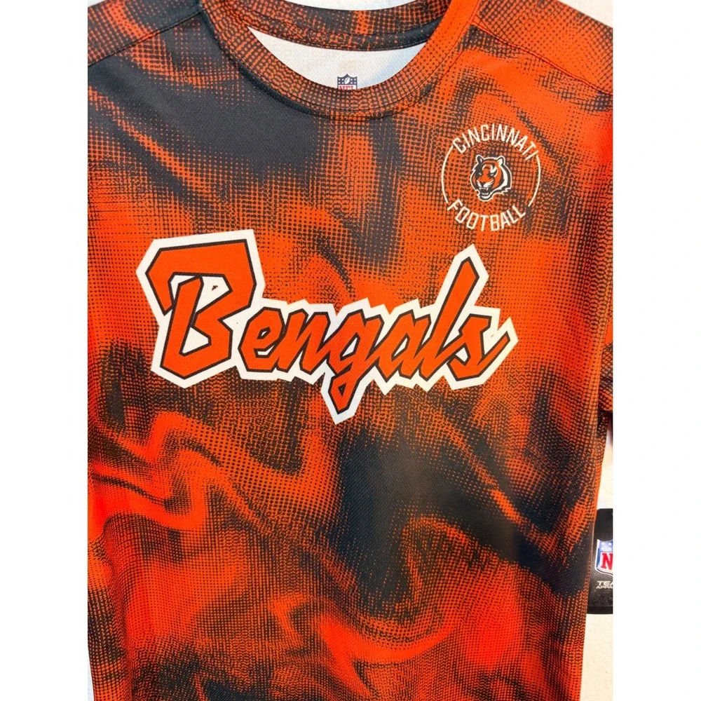 NFL Cincinnati Bengals Sublimated Graphic T-Shirt Kids Size L 14/16 Orange